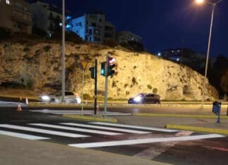 Νυχτερινές εργασίες διαγραμμίσεων στο Ηράκλειο