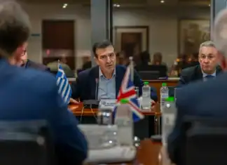 Συνάντηση Υπουργού Προστασίας του Πολίτη, Μ. Χρυσοχοΐδη και Βρετανού Υφυπουργού Εξωτερικών, S. Doughty